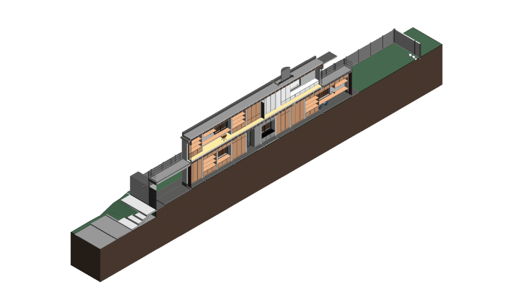 axonometría espiga mobiliario sirviente